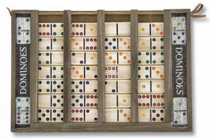 Domino Set: Dominoes Set with Colorful Wooden Tiles and Case main image